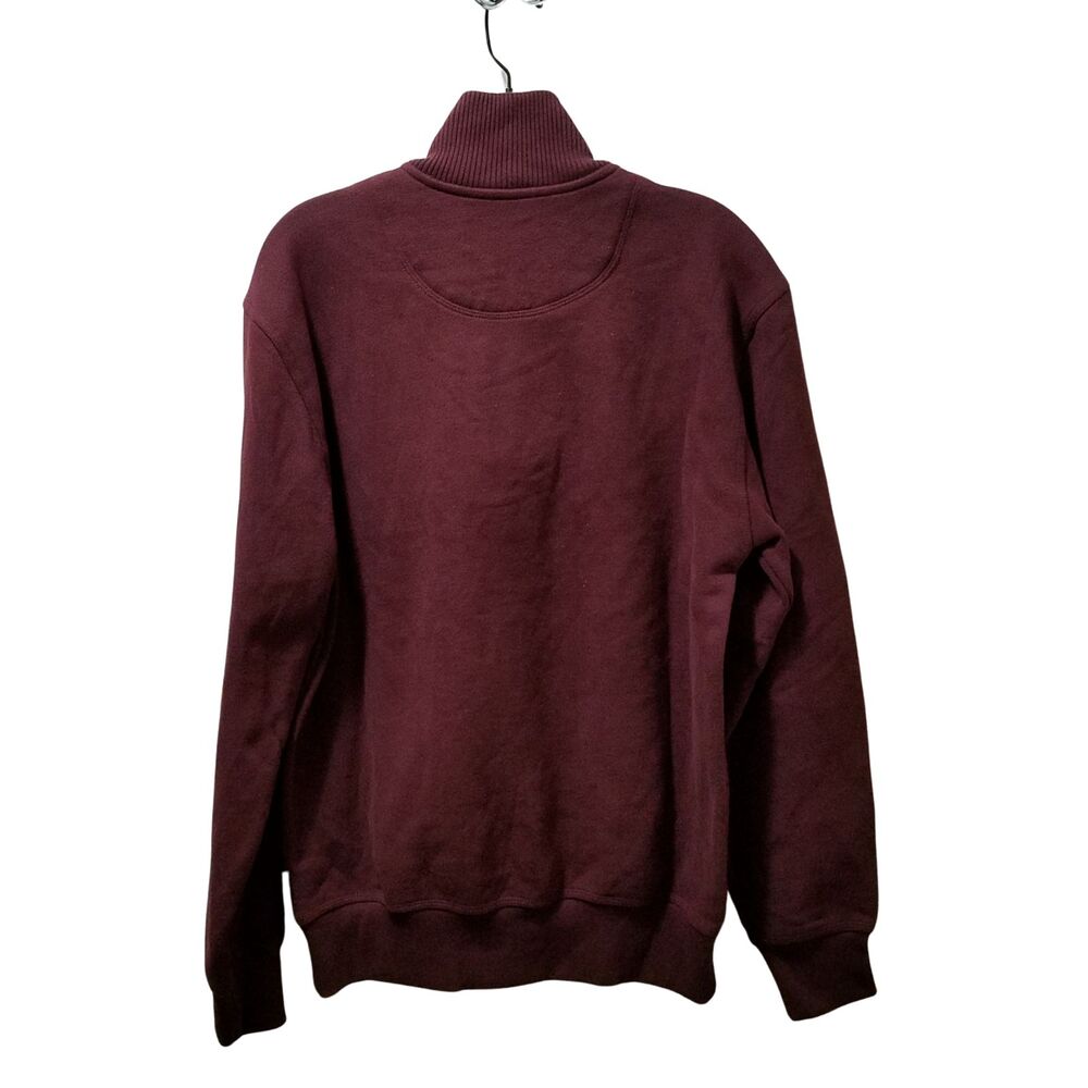 Van Heusen Quarter Zip Fleece-Lined Pullover Men Small Burgundy Sweatshirt - Picture 3 of 4